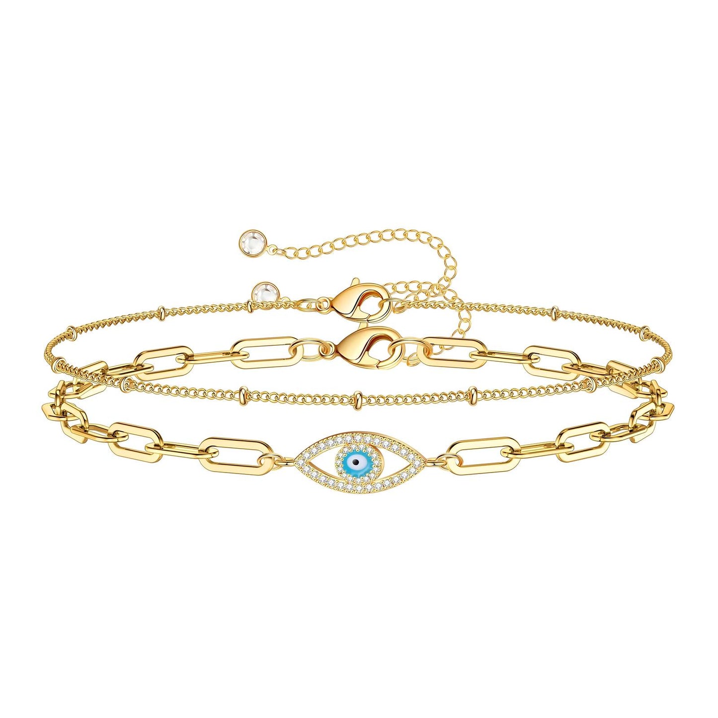 Celeste Evil Eye double chain bracelet