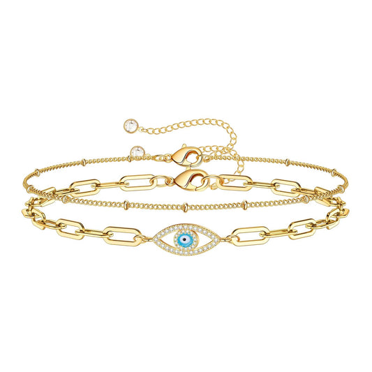 Celeste Evil Eye double chain bracelet